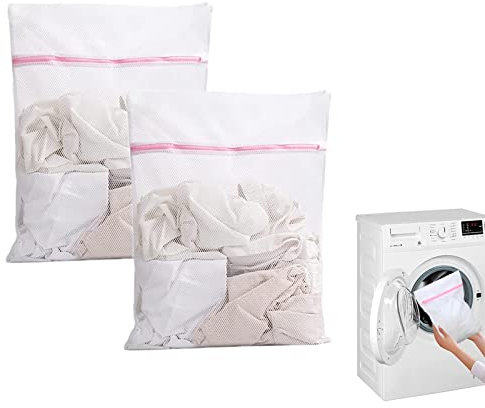 Wäschenetz für Waschmaschine,2 Stück Wäschebeutel Wäschenetze,Wäschesack Waschmaschine Laundry Bag, Wiederverwendbare Feinmaschiges Wäschenetz,Wäschebeutel Wäschenetze mit Reißverschluss(30 * 40cm)