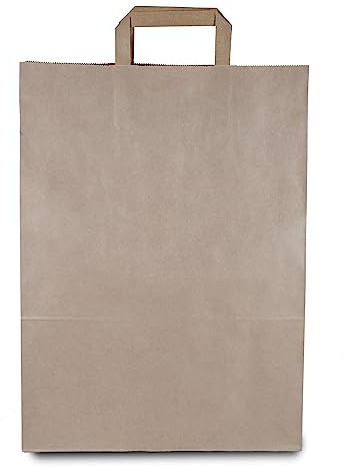 Commerline Papiertüten mit Henkel 32x16x44cm, Kraftpapier Papiertaschen | 250 Stück, Braun, Papiertragetaschen, Papiertaschen mit Henkel, reißfest, für Einkauf, Einzelhandel, Take-away, Geschenke