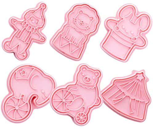 Veemoon 6 Piezas Molde De Galletas Circo Moldes para Galletas Sellos De Galletas para Hornear Lindos Suministros para Hornear Sello De Galleta Personalizado 3D El Plastico Cuchillos Animal