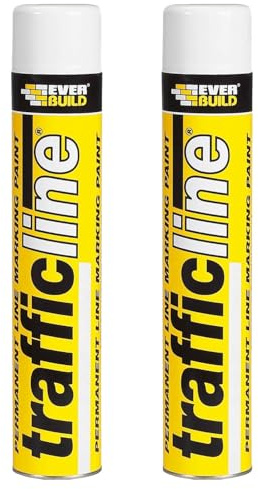 SIKA Everbuild Trafficline Solvent Based Permanent Line Marking High, Heavy Duty High Build Formulation Spray Paint, White - 700ml (Pack of 2)