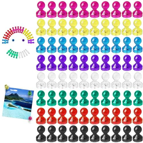 Wukong 80 Stück Kleine Magnete Stark, 10×16mm Whiteboard Magnete Bunt, Pinnwand Magnet für Tafel, Schule und Büro