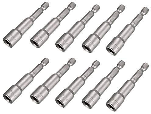 Saipor 10 Pièces Adaptateur Douille Visseuse 7mm Embout Douille Hexagonale | Magnétique Douille pour Visseuse à Choc pour Tournevis à Écrou de pour Perceuse à Main