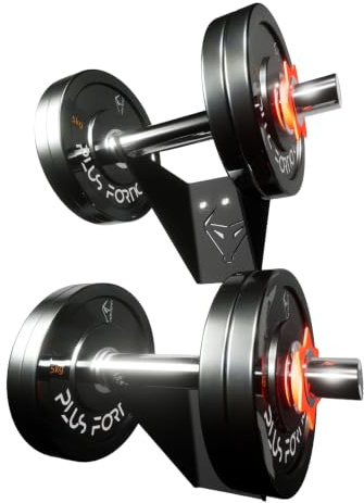 Soporte de Pared para Mancuernas (Pack 2 Unidades) – Rack Individual de Acero Reforzado para Pesas – Capacidad hasta 50 kg – Ahorro de Espacio en Gimnasio en Casa – Diseño Horizonte by Lezoconcept