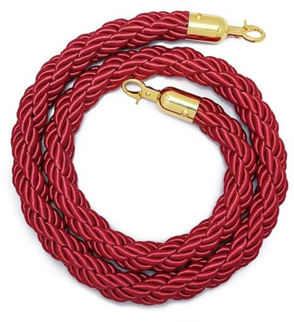 JQGADL Corde Torsadée De Poteau De 1/1.5/2/2.5/3M Cordes De Barrière Queen Tressées en Chanvre, Cordes De Barrière avec Crochets pour Hôtel, Concerts, Théâtre,2.8cm(Size:2.5M,Color:Rouge)