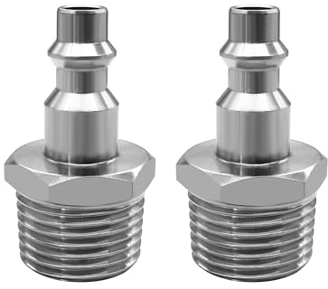 Beduan Stainless 1/4 Air Hose Adapter Fittings 1/2 MPT Male Threaded Air Compressor Plug universal Industrial I/M Type D(Pack of 2)