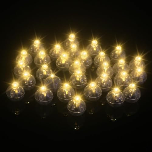 Cncedi 30Pcs Balloon Lights, LED Mini Round Ball Balloon Light Paper Lantern Lights for Christmas Halloween Wedding Birthday Party Decoration (Warm Wihte)