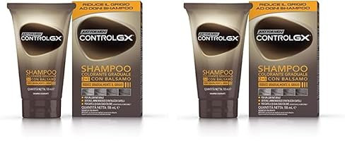 Just For Men Control GX Champú Colorante, 2 en 1 con bálsamo, reduce gradualmente el cabello gris para un aspecto natural. 118 ml (Paquete de 2)