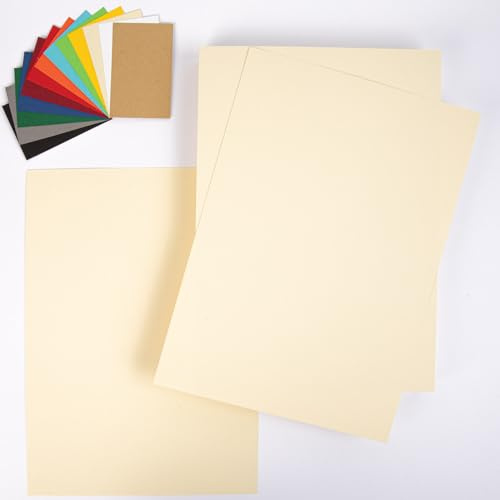 PresentFill® Tonkarton A4 Chamois Beige Creme | 100 Blatt | 210g/m² | Bastelkarton aus 100% Recycling Kraftkarton Made in Germany | Farbkarton | Bastelpappe zum basteln | bemalen | zeichnen