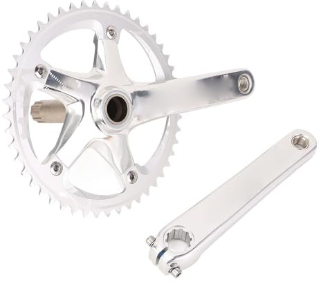 Dilwe 144 Mm 48 Zähne Kurbelgarnitur, Hohle Integrierte Fahrrad-Kurbelgarnitur, Fahrrad-Kurbelgarnitur aus Aluminiumlegierung für - und Straßenfahrräder (Silver