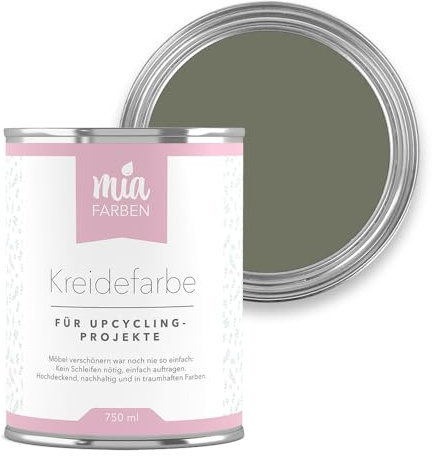 miafarben Kreidefarbe ohne Schleifen 750 ml (Sommerlicher Waldpfad) | Hochdeckende, matte Möbelfarbe auf Holz, Metall und Kunststoff, wasserbasierter Möbellack für Vintage und Shabby Chic Look