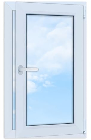 LORAC | Kunststofffenster weiß 600x1000mm, 60x100cm, PCV, DIN Rechts, kippbar & ausstellbar, 2-fach Verglasung, energiesparend – Fenster mit CE-Zertifikat für Keller und Wohnung