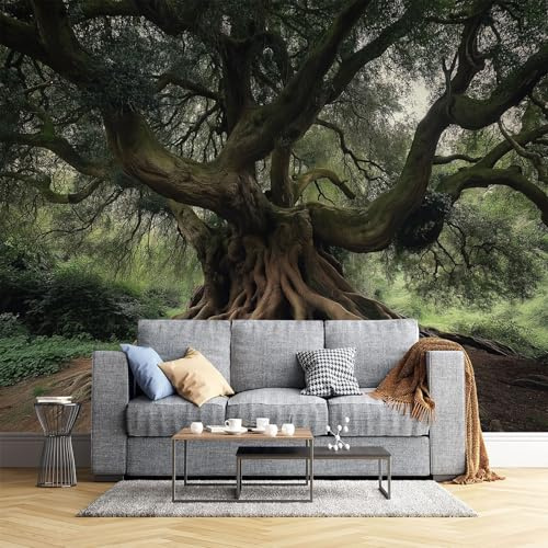 DLERFLOVR Ancient Yew Tree Photo Wallpaper, English Forest Wall Murals, Large Wallpaper Mural for Bedroom Living Room Tv Background Sofa Wall Decoration 150x105cm