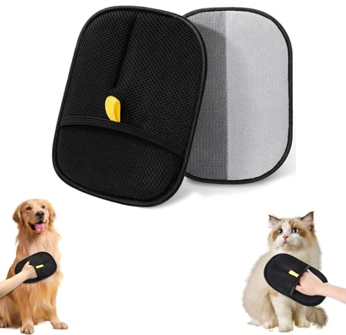 Sikweny 2 stycken dubbelsidiga djurtrimhandskar dubbelsidig design återanvändbara pälsvårdshandskar återanvändbara antistatiska handskar bärbar design för katter hundar och kaniner