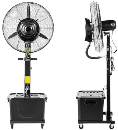 Fan Misters for Outside Patio, Portable Misting Fan 3 Speeds, 3 Micro-Mist Levels, Pedestal Standing Fans Movable 90° Oscillation, Industrial Floor Fans for Garden Party Jobsite(55cm/22in)