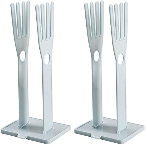 Mskmnkot Glove Holder 2 Sets Kitchen Washing Glove Drying Rack with Towel Storage Hole and Drain Outlet Cleaning Dryer with Detachable Base Storage Stand for Kitchen Sink Accessories Glov