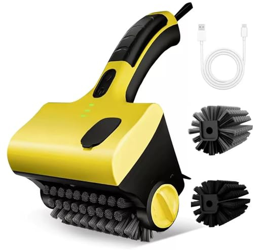 Limpiador de Parrilla eléctrico, Cepillo inalámbrico Recargable, Viene con un pequeño Tanque Agua, Limpiador Giratorio 360°, Limpieza Alta Velocidad 350 RPM, diseño cerdas Que no se Caen