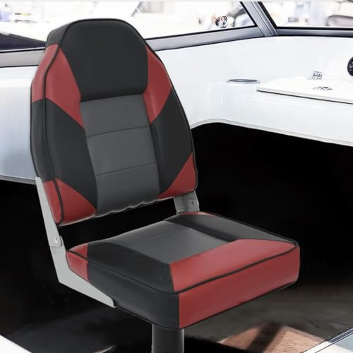 Générique Siège pour Bateau avec Dossier Haut Pliable 39x43x58 cm,Entretien véhicules,Véhicules,Bateaux,Voiliers,Rouge et Noir,4.7 KG,4012133