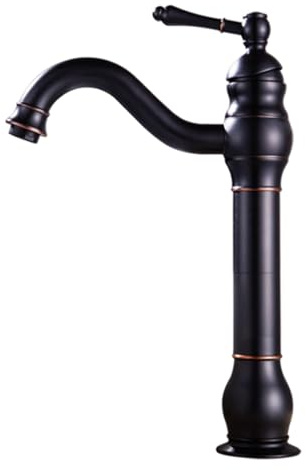 TYMYW Rubinetto Bagno Ottone Antico Nero Rubinetto Alto per Lavabo da Appoggio Girevole A 360° Monocomando Miscelatore