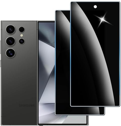 2 Stück Panzer Glas Displayschutzfolie für Samsung Galaxy S24 Ultra, 9H Härte Anti-Spy Privatbildschirm, Anti-Kratzen, Anti-Bläschen, Blasensfreie Privacy Schutzfolie, Einfache Installation