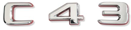 MCK Auto - Emblema C43 plateado brillante con borde rojo para maletero trasero, modificación de emblema de afinación