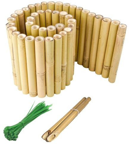 Mininfa 20cm x 100cm Natural Bamboo Roll Border Lawn Edging Garden Edging Decorative Fences Picket Fence Edging Ideal For Flowerbeds Pathways Yard Lawn Edge