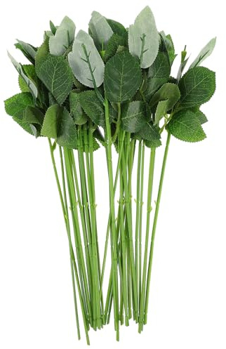 HOOTNEE 30 Piezas de Flores Artificiales con Tallos y Hojas Verdes para Decoración y Manualidades DIY en Cumpleaños y Arreglos