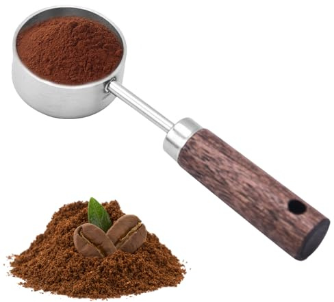 Cuchara de café en polvo para leche en polvo, cuchara medidora vintage de 15 ml, cuchara de mango de madera, herramienta de medición multifunción para azúcar, té, hornear, cocina, tarro de