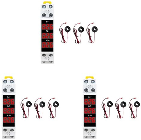 Zolynx 3X Montaggio su Guida DIN Amperometro Trifase Mini Misuratore di Corrente Modulare Indicatore LED Display Digitale Rilevatore Amperometro