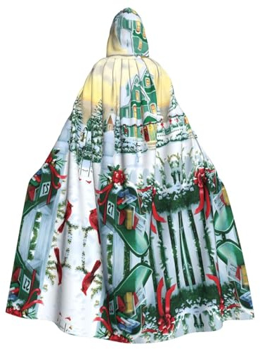 YYHHAOFA Coperta con cappuccio per cosplay con stampa di cassette postali e regali di Natale, a maniche lunghe, strato resistente per festival