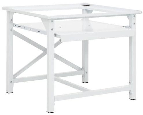 Ziaphsol Soporte de acero para lavadora con estante extraíble blanco, base para lavadora y secadora, soporta hasta 100 kg, almohadillas antideslizantes