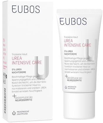 EUBOS UREA intensiv vård | 5% UREA nattkräm | regenererande vård mot spänning och klåda | Skyddar mot uttorkning | hudkompatibilitet dermatologiskt bekräftad | 50 ml | Regenererande vård mot känsla av spänning och klåda, mot uttorkning, hudkompatibilitet dermatologiskt bekräftad