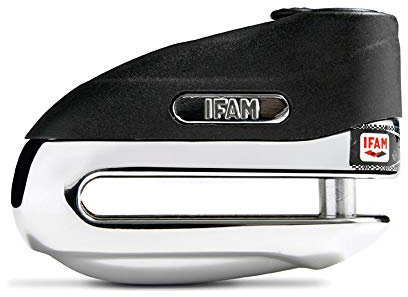 Ifam Bloccadisco Moto Lucchetto, Modello Road 100 mm, Protezione Antifurto, Bloccaggio Automatico, Include 3 Chiavi, Colore Cromato, Compatto e Sicuro, Ideale per Moto di Piccole e Medie Dimensioni
