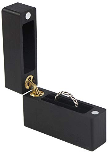 UOOOM Wood Ring Box Portable Jewelry Box (Black)