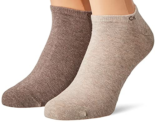 Calvin Klein mens Casual Men's Liner Socks 2 pack Sneaker, brown melange, 39/42