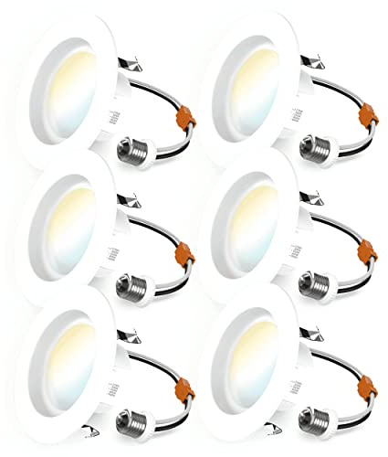 Sunco 6 Pack 4 Inch LED Recessed Lights, 11W 660LM Retrofit Downlight, 5CCT 2700K-5000K, Indoor Dimmable, Baffle Trim, Damp Rated Ceiling Lighting for Kitchen, Bathroom, Bedroom, Energy Star, UL