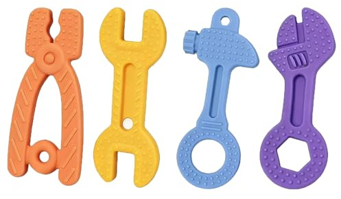 Haili Baby Teething Toys, Baby Teethers for 3-6months, Freezer BPA Free Silicone Teethers for Babies, Hammer Wrench Spanner Pliers Shape Teether Baby Chew Toys