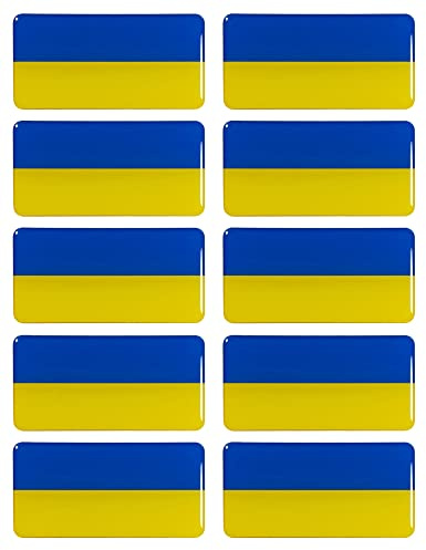 BIKE-label Ukraine 3D Aufkleber Flaggen 10 Stück je 40 x 20 mm Sticker Auto Kfz Motorrad X301401