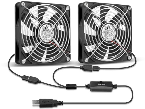GDSTIME Doppel USB Lüfter 140mm PC Fan USB mit Einstellbar Geschwindigkeit | pc lüfter usb 140mm Regelbar pc ventilator usb 140mm für Computer Laptop Router TV Box Modem Schrank
