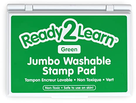 Ready 2 Learn Jumbo Washable Stamp Pad - Green - 6.2L x 4.1W - Non-Toxic - Fade Resistant - Ideal Size for Baby Handprints and Footprints