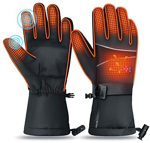 EEIEER Beheizbare Handschuhe, 2400mAh Beheizte Handschuhe Damen Herren Handwärmer Thermohandschuhe Winterhandschuhe mit 5 Temperaturregelung für Outdoor Fahrrad Motorad Ski Jagd Angeln Skaten (L)