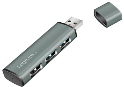 LogiLink USB 3.2 (Gen2) 3-Port Hub, Aluminiumgeh?use mit Schutzkappe
