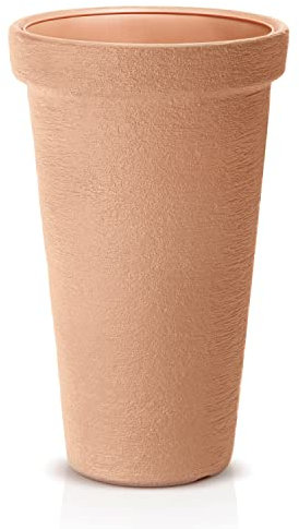 Vaso per Fiori piante Tondo Classic Tower Decorativo in Plastica Alto 63 cm da interno esterno Ø40 cm Colore Terracotta Design Moderno 42 Litri