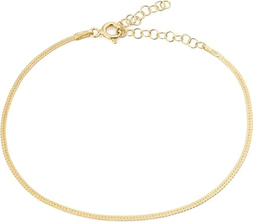 Einzelstück® Armband Schlangenarmband Silber 925 I verstellbare Armkette 18K Gold I Echtschmuck I Gliederarmband Schlangenkette Damen Mädchen(Minimalist Gold Armband)