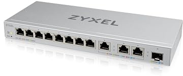 Zyxel Netzwerk Switch 12 Port | Web-Managed | 10G | XGS1250-12 | 8x 1G + 3x 10G + 1x 10G Fiber SFP+ Ports, Netzteil Enthalten, LED-Anzeigen, Smart Fan