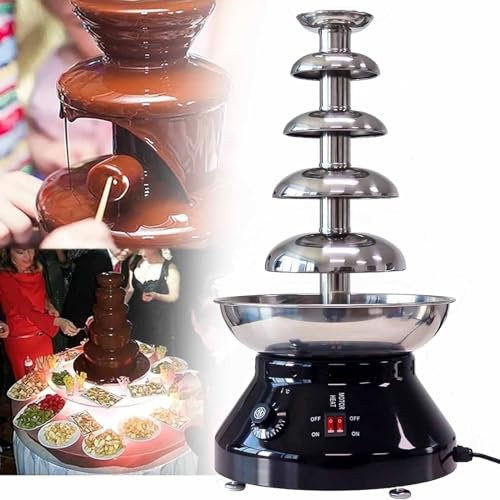 DDZJTPP Fontaine à Chocolat - avec Fonction Chauffage, 5 Étages, Acier Inoxydable Fontaine de Chocolat Machine, Couches Détachables/Facile Assembler, pour Sauce Chocolat,Black