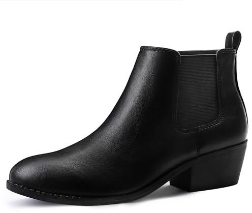FUPPIA Chelsea Boots - Botines clásicos de tacón bajo con cremallera lateral para mujer, color negro y marrón, Black, 38 EU