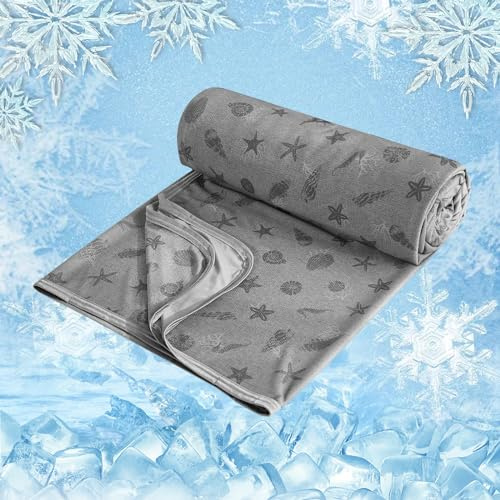 WONGS BEDDING Kühldecke Sommerdecke - mit Japanische Arc-Chill Q-Max 0,43 Kühlfasern, 2 in 1 Selbstkühlende Decke für Menschen zum Reisen Sofa Büro Betten Hause, Grau 150x200 cm