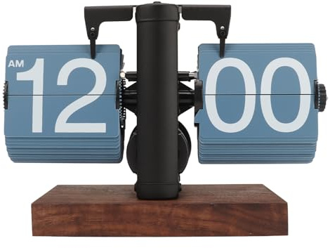 Yctze Flip Clock, Desk Flip Clock Digital Flip Down Clock Retro Automatic Turning Battery Operated Mechanical Clock for Living Room, Bedroom, Study, Outdoor, Bathroom, Porch, Balcony (Blue)