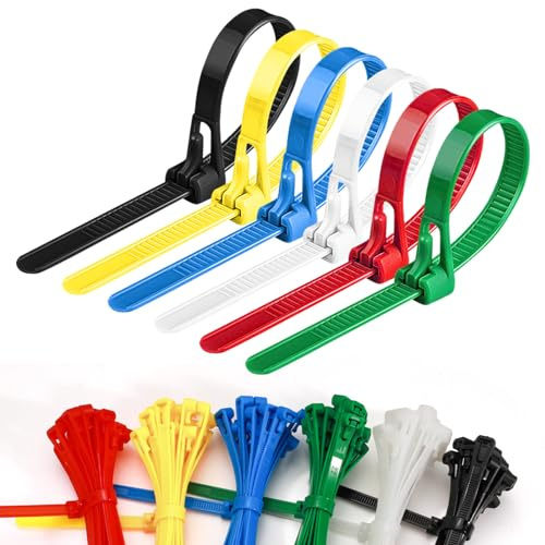 LELE LIFE Wiederverwendbare Kabelbinder, 15 cm, 120 Stück, farbige Kabelbinder, strapazierfähig, für den Außenbereich, kleine Kabelbinder, lösbare Kabelbinder, abnehmbar für Kabelmanagement (15 cm)