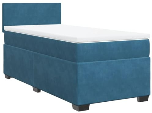 vidaXL Ramsäng med madrass blå 80x200 cm sammet, säng, plattformssäng, panelsäng, sovrumsmöbler, divansäng, enkelsäng, stoppad säng, sammetssäng